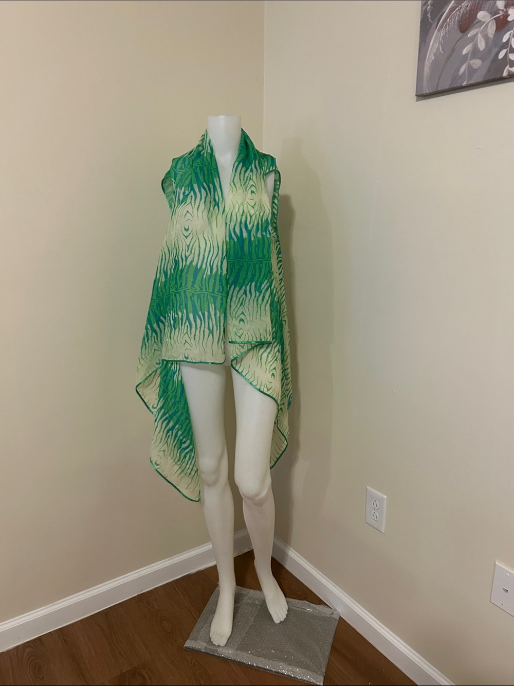 Green and Cream Ombre Zebra Print Lightweight Wrap